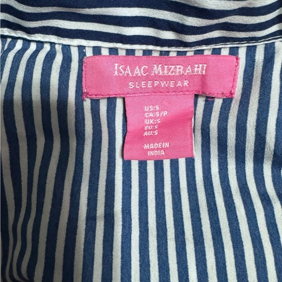 Isaac Mizrahi sleepwear striped button down pj 2 pc set small p29 - Picture 3 of 8
